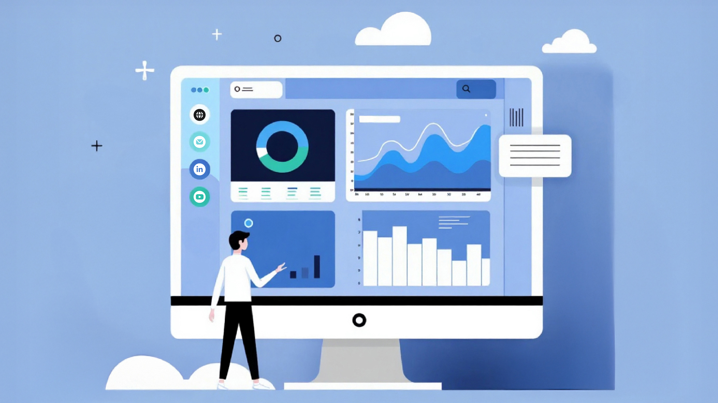 Best B2B agency dashboard illustration showing analytics charts and graphs to improve marketing ROI