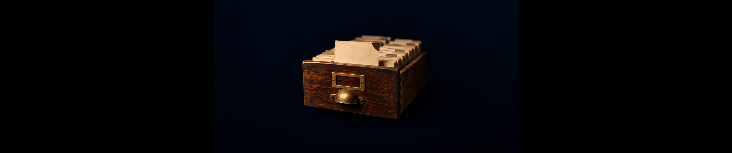 Wooden file box representing structured content for AI engines